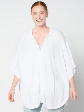 NWT BAREFOOT DREAMS CozyChic Ultra Lite Shirt Tail Poncho Sea Salt OS